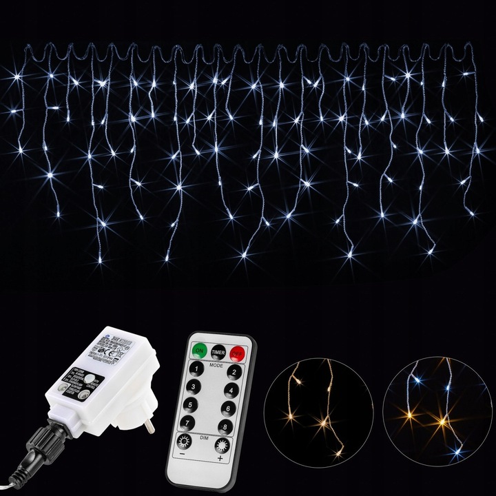 LAMPKI ZWISAJĄCE NA ZEWNĄTRZ KURTYNA ŚWIETLNA 400 LED + PILOT