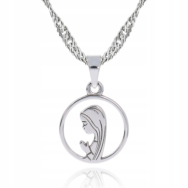 ŁAŃCUSZEK SREBRNY MEDALIK KOMUNIJNY MATKA BOSKA 50