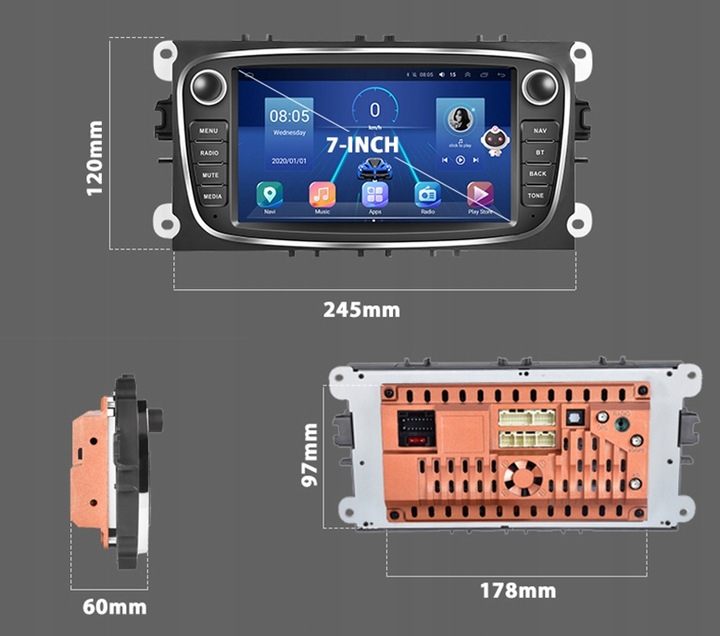 RADIO SAMOCHODOWE do FORD MONDEO MK4 FOCUS MK2 MK3 GALAXY S-MAX GPS ANDROID