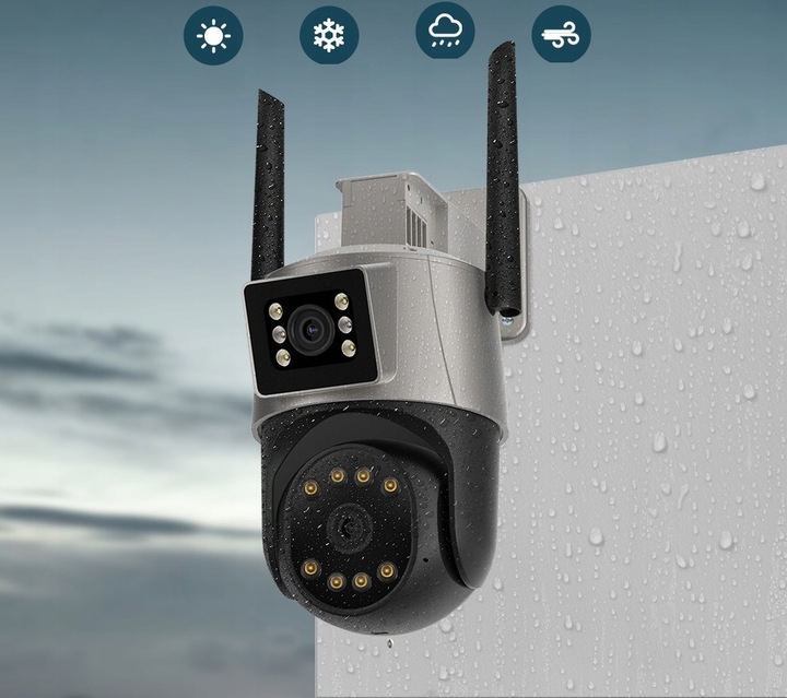 PODWÓJNA KAMERA WIFI IP SMART ZEWNĘTRZNA OBROTOWA 2x 3MPx DETEKCJA 6MPx 6MP