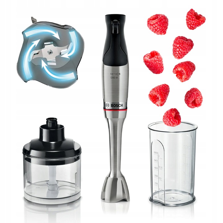 Blender ręczny z rozdrabniaczem Bosch MSM6M820 1200W QuattroBlade Pojemnik
