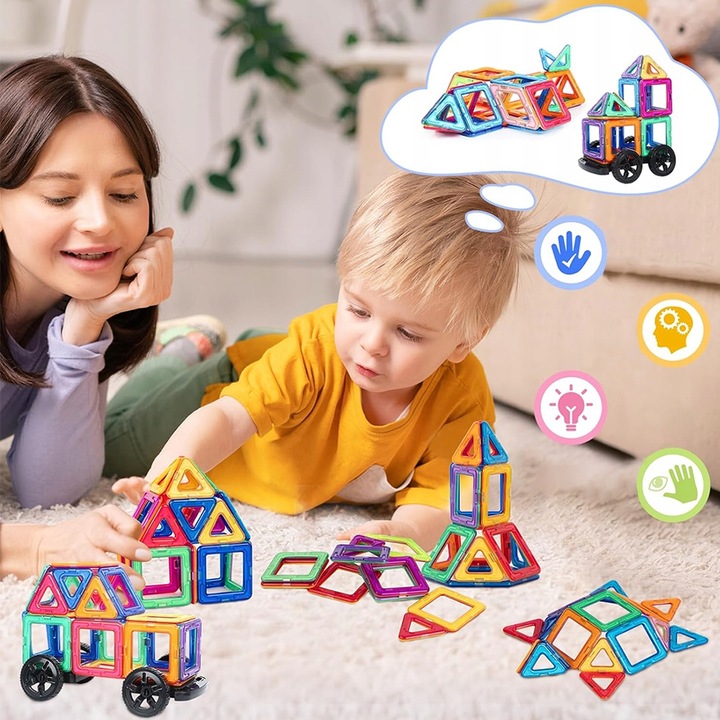 Kreatywne Klocki Magnetyczne Dla Dzieci 3-8 Lat 180 Elementów