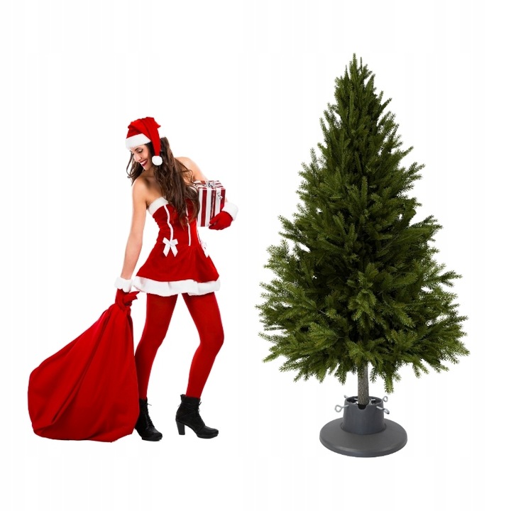 Stojak pod choinkę SREBRNY szary POJEMNIK na wodę 2,1m STABILNY plastik