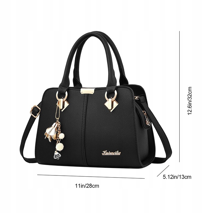 SKÓRZANA POJEMNA TORBA SHOPPER NA RAMIĘ DAMSKA MIELSKA TOREBKA BRELOK