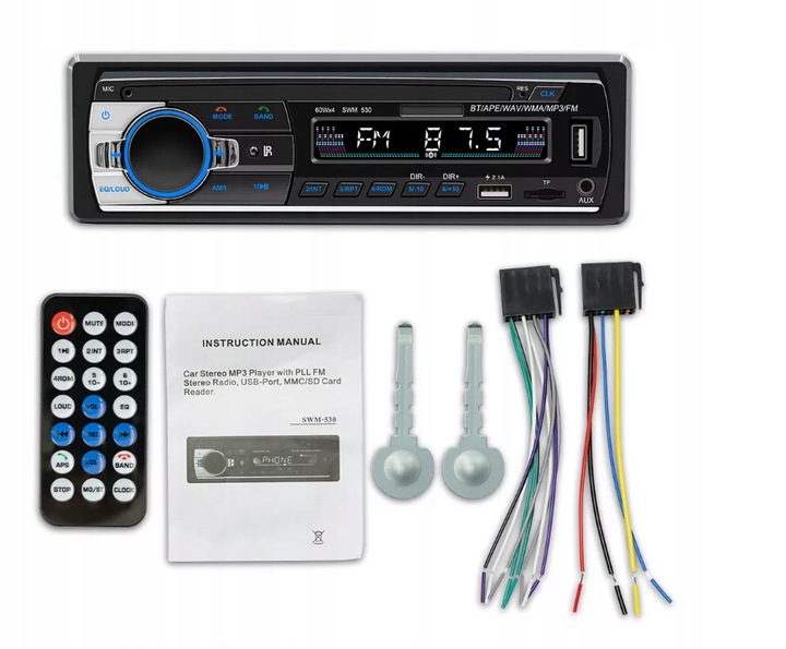 Radio Samochodowe 1DIN BLUETOOTH MIKROFON USB SD