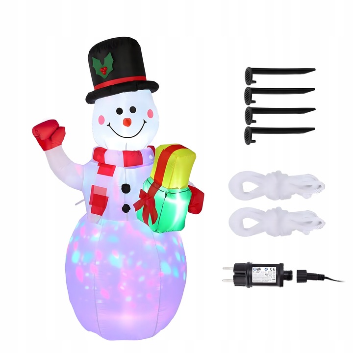 BAŁWAN nadmuchiwany ŚWIECĄCY DUŻY pompowany LED 150cm dmuchaniec