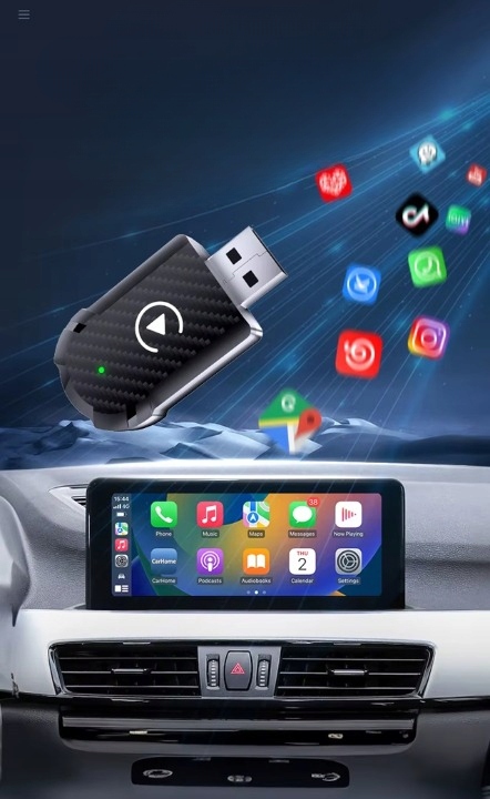 AI&JL BEZPRZEWODOWY ADAPTER SAMOCHODOWY USB DO ANDROID AUTO APPLE CARPLAY