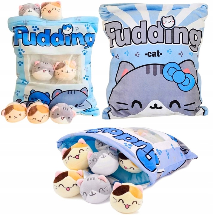 PODUSZKA PUDDING Z MASKOTKAMI DO RZUCANIA DUŻA XXL 45 cm kot przytualnka
