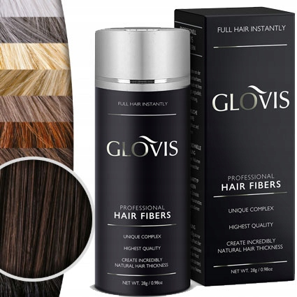 Włókna GLOVIS 28g Ciemny Brąz Dark Brown Mikrowłókna do Włosów Zagęszczenie