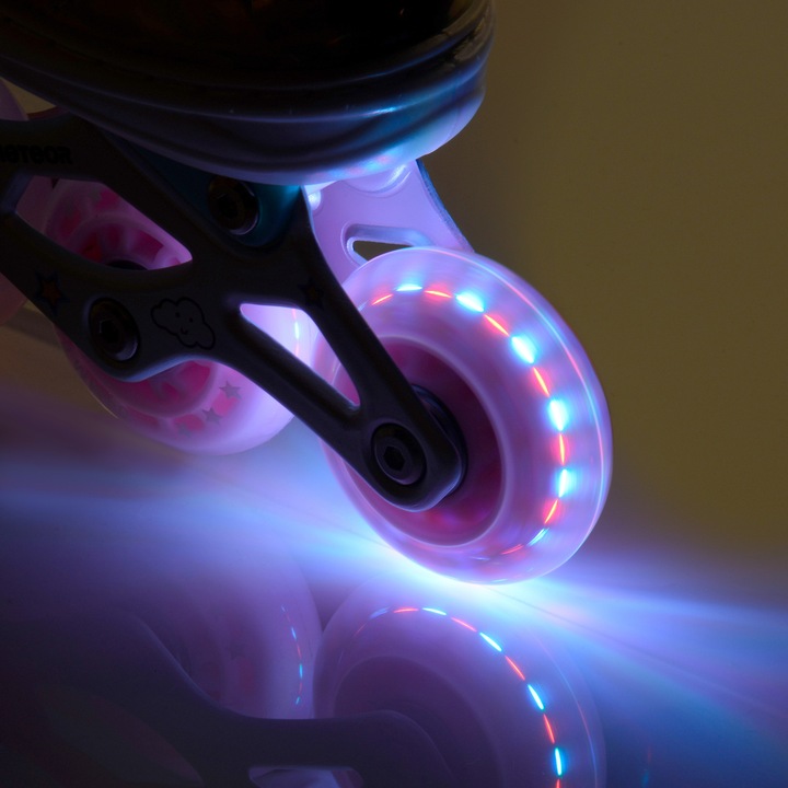 ROLKI REGULOWANE DLA DZIECI METEOR RAINBOW M 34-37 kółka LED but półmiękki