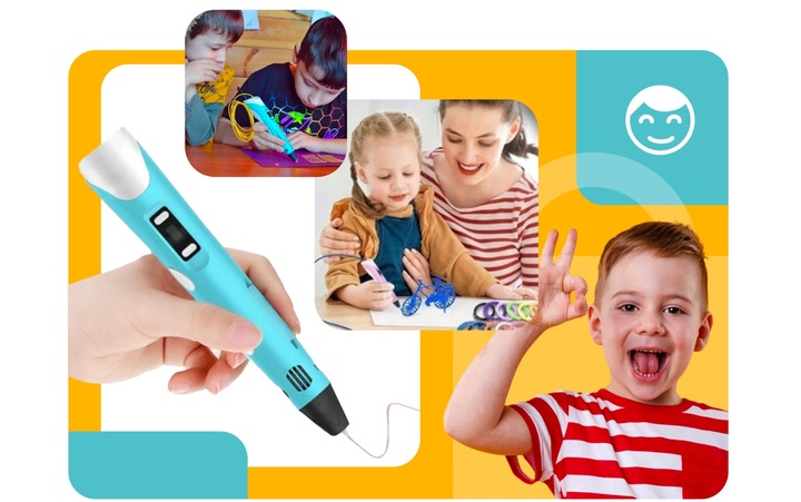DŁUGOPIS 3D DRUKARKA 3D PEN dla dzieci + 310m WKŁADY MATA SZABLONY ZESTAW