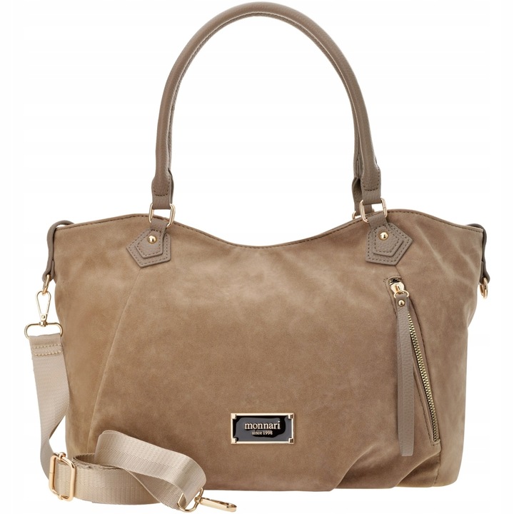 Monnari Torba Worek Luźna Torebka Zamszowa Miękka Shopperka Na Ramię