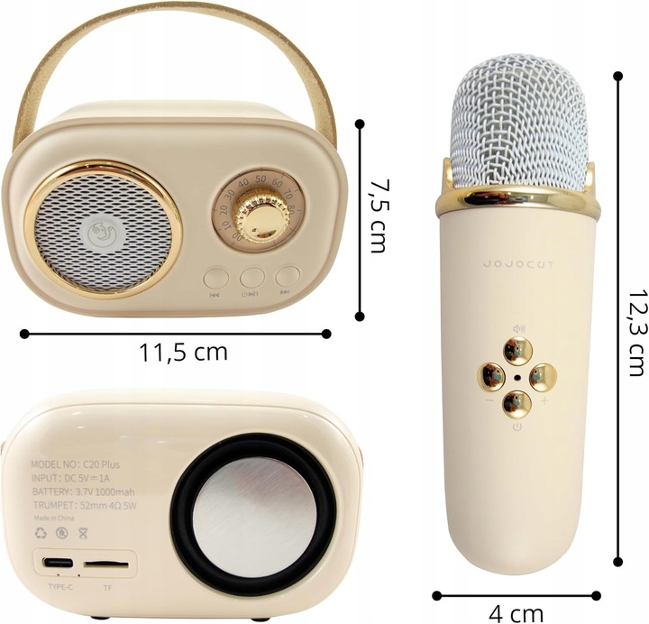 MIKROFON BEZPRZEWODOWY KARAOKE GŁOŚNIK BLUETOOTH RETRO DLA DZIECI PREZENT