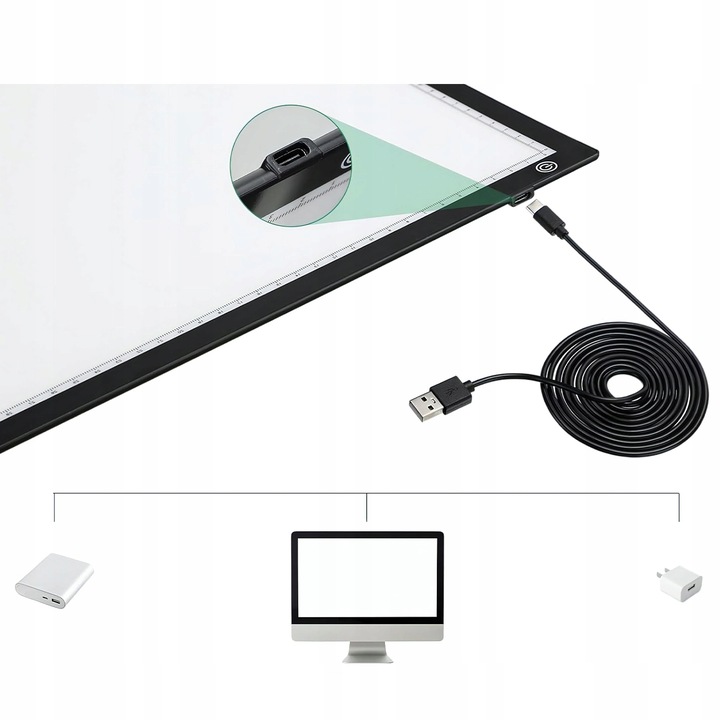 Podświetlana Deska Tablica Kreślarska Tablet Graficzny do Rysowania LED A3