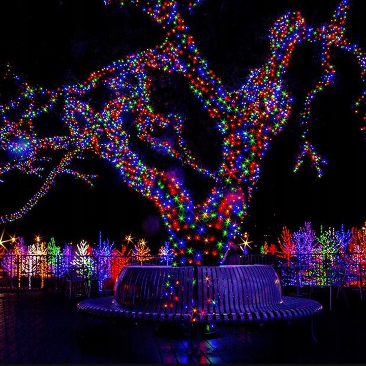 ŚWIATEŁKA LAMPKI LED CHOINKOWE SZNUR ŁAŃCUCH 8 TRYBÓW MULTIKOLOR 30m