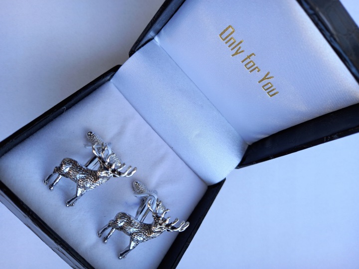 Srebrne spinki do mankietów koszuli EXC Jeleń Daniel dla Myśliwego Leśnika