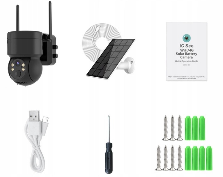 SOLARNA KAMERA WIFI 4MPX SMART ZEWNĘTRZNA OBROTOWA IP BEZPRZEWODOWA ALARM