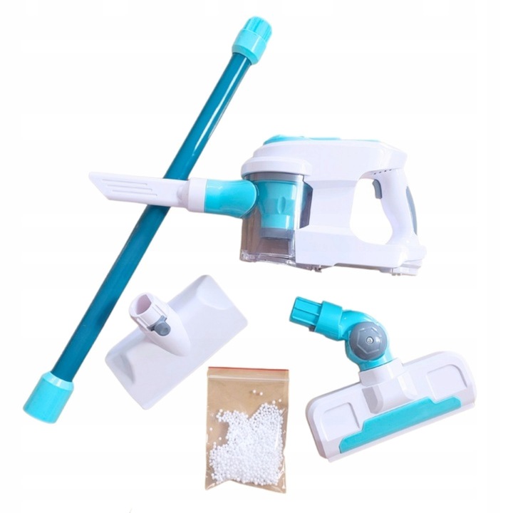 Odkurzacz dla dzieci 10w1 SSANIE DŹWIĘK ŚWIATŁO LED 3 KOŃCÓWKI POJEMNIK MOC