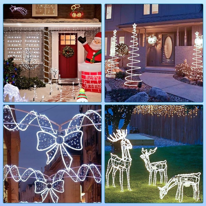 WĄŻ Świetlny 50m LED LAMPKI CHOINKOWE BIAŁY ZIMNY