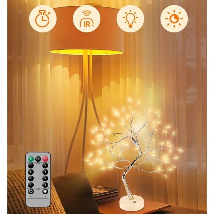 DRZEWKO ŚWIĄTECZNE OZDOBNE ŚWIECĄCE LED 50 CM LAMPKA NOCNA DEKORACJA USB