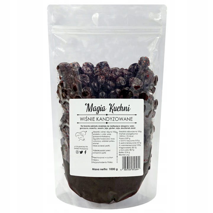 Wiśnie KANDYZOWANE 1kg W SYROPIE wiśnia CAŁA