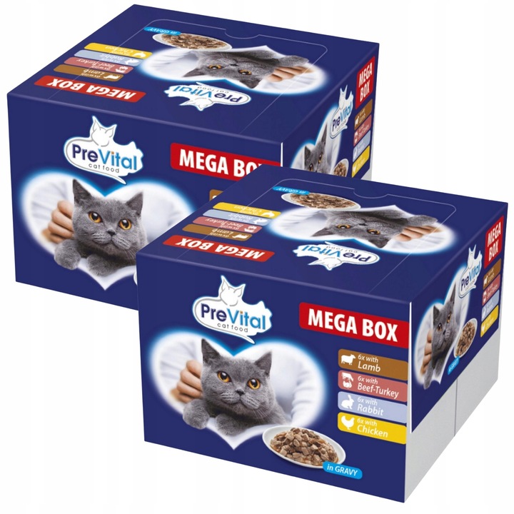MOKRA KARMA DLA KOTA MIX SMAKÓW MEGA BOX SASZETKI W SOSIE 48X100G PREVITAL