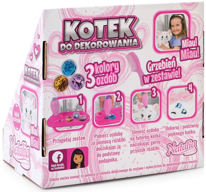 KOTEK DO DEKOROWANIA ZESTAW AKCESORIA pluszowy KOT MIAUCZY Natalia