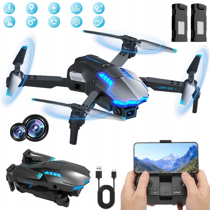 DRON Z KAMERĄ ZDALNIE STEROWANY QUADCOPTER RC DRONE DLA POCZĄTKUJĄCYCH