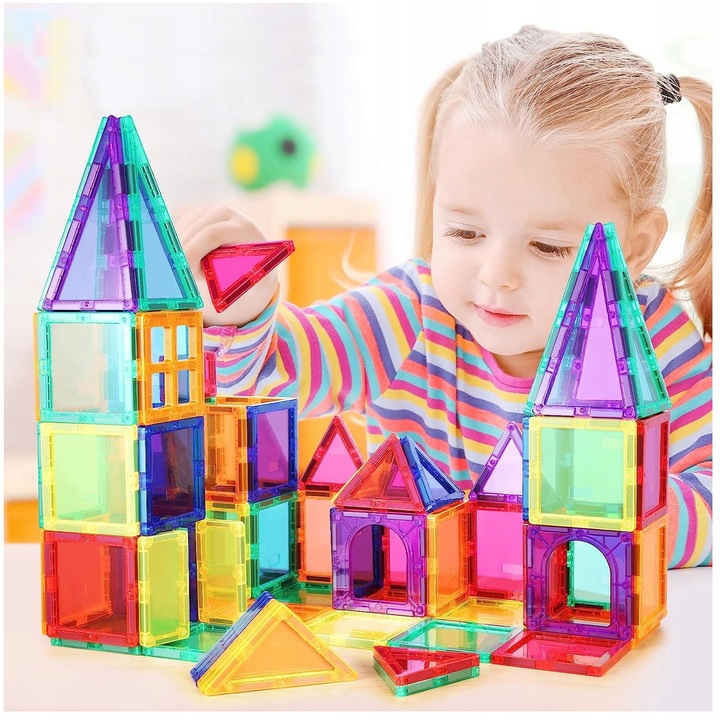 KLOCKI MAGNETYCZNE 3D Układanka Edukacyjna 45 elementów