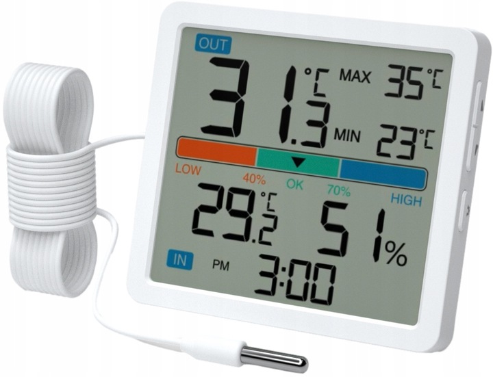 Termometr zewnętrzny pokojowy wewnętrzny Higrometr Stacja Pogodowa Manta