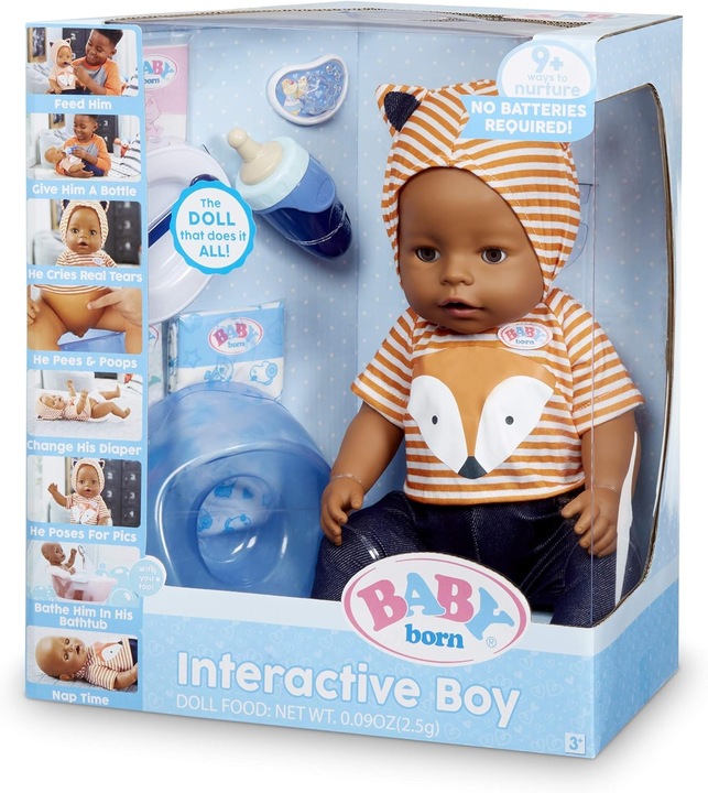 CHŁOPIEC INTERAKTYWNA LALKA BABY BORN - 9 FUNKCJI - NIE WYMAGA BATERII