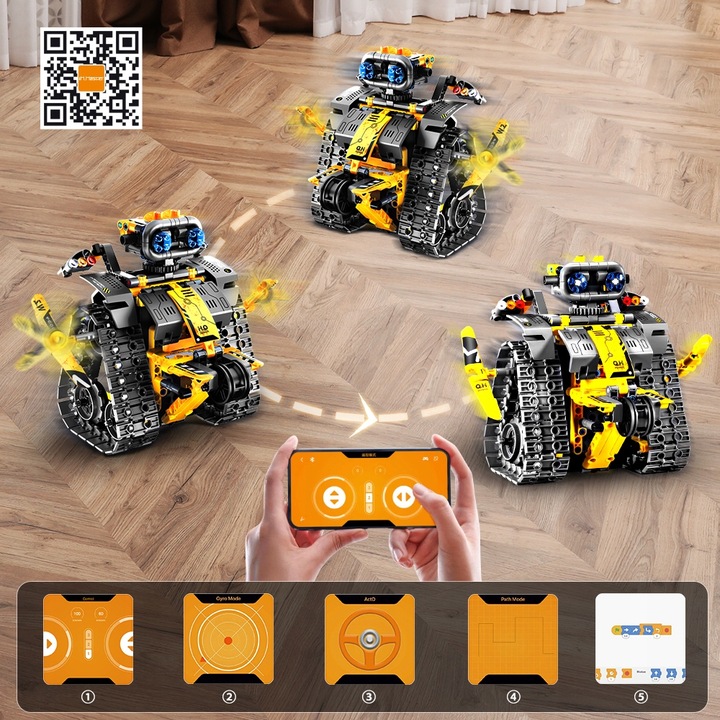 KLOCKI ROBOT ZDALNIE STEROWANY RC DINOZAUR 5w1 520szt DO PROGRAMOWANIA APP