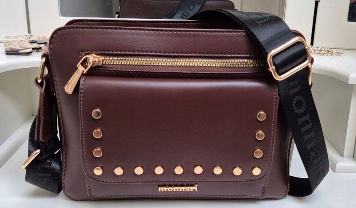 TOREBKA BRĄZOWA LISTONOSZKA MONNARI PASEK LOGO