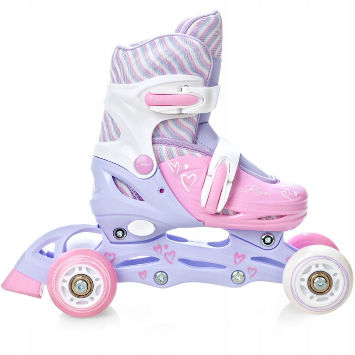 Rolki Wrotki Regulowane 3w1 RAVEN Loret Lila/Pink 34-37 Kółka LED