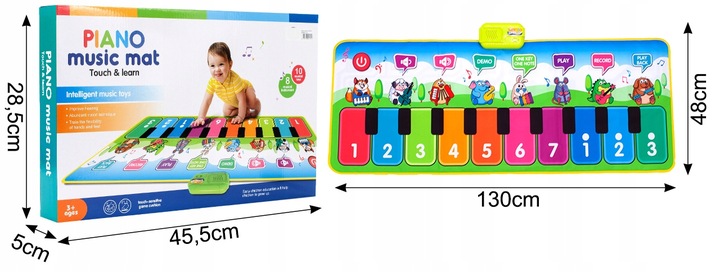 MATA MUZYCZNA DO TAŃCZENIA DLA DZIECI INTERAKTYWNA 130 cm PIANINKO NAGRYWA