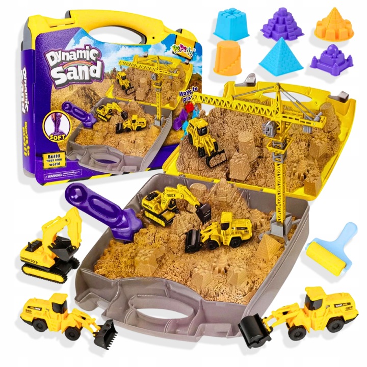 PIASEK KINETYCZNY POJAZDY BUDOWLANE DUŻY ZESTAW XXL DLA DZIECI PIASKOWNICA