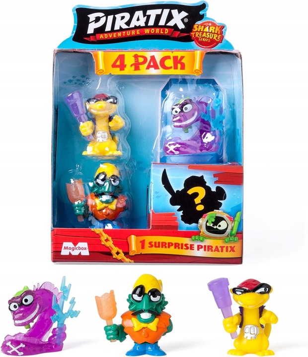 PIRATIX seria 2 SHARK TREASURE ZESTAW 4 FIGUREK MagicBox EFEKT KRYSZTAŁU