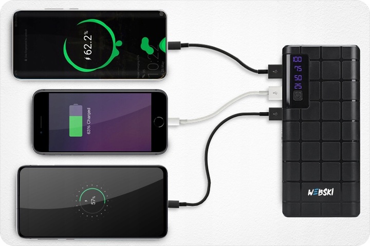 POWER-BANK POWERBANK 20000mAh 3.7V 3xUSB z latarką WYRAŹNYM Wyświetlaczem