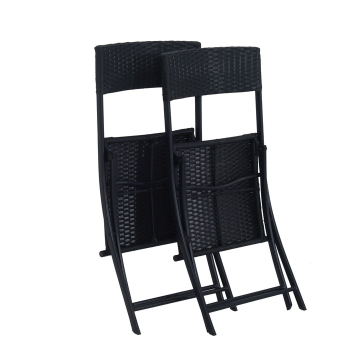 Meble ogrodowe rattan stół, krzesła komplet czarne