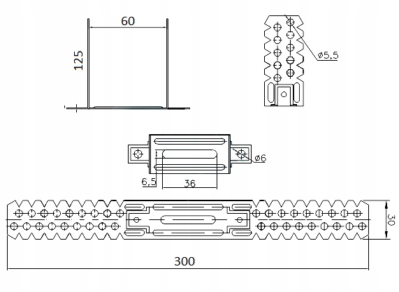 WIESZAK PŁASKI ES 60/125 0,8mm DO SUFITÓW PŁYT GK PROFILI CD60 100sztuk
