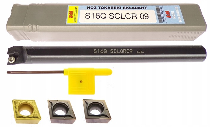 NÓŻ TOKARSKI WYTACZAK 16mm S16Q SCLCR 09 FI 16 L 180mm + 3 PŁYTKI CCMT 09T3
