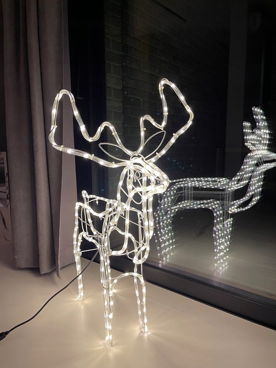 RENIFER ŚWIECĄCY LED DUŻY Z RUCHOMĄ GŁOWĄ BIAŁY CIEPŁY IP44 ZEWNĘTRZNY