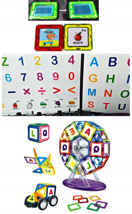 Klocki Magnetyczne 3D 128 elm KONSTRUKCYJNE Edukacyjne Prezenty