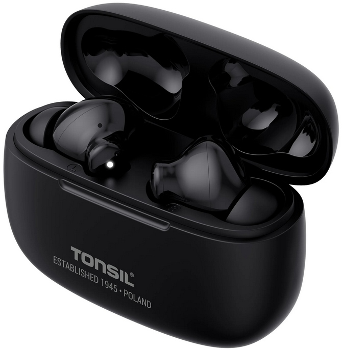 CZARNE SŁUCHAWKI Bezprzewodowe Dokanałowe TONSIL T50 BT Bluetooth IPX5 V5.3