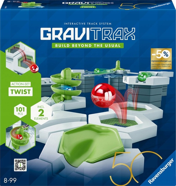 GraviTrax Zestaw startowy Twist konstrukcyjny Tor kulkowy Edycja na 50lecie