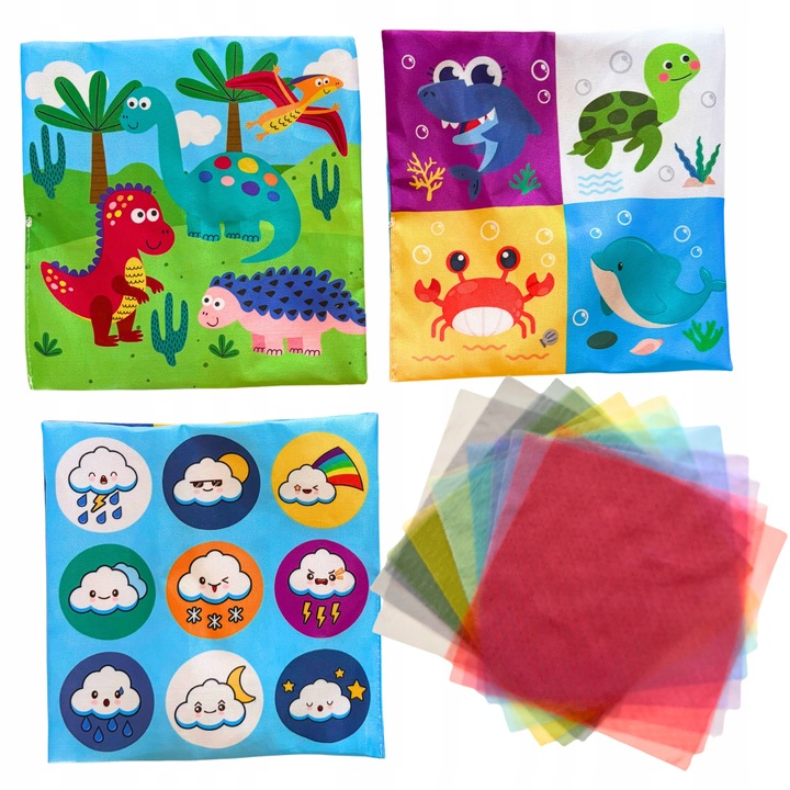 SORTER PUDEŁKO Z CHUSTECZKAMI PLUSZOWE SENSORYCZNE MONTESSORI ZWIERZĄTKA