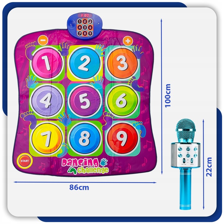 MATA MUZYCZNA do TAŃCZENIA TAŃCA + MIKROFON KARAOKE GŁOŚNIK BLUETOOTH 2W1