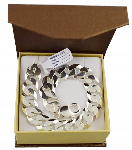 Srebrna Bransoletka Męska Pancerka 1,20 cm Diamentowana 925 Grawer Gratis
