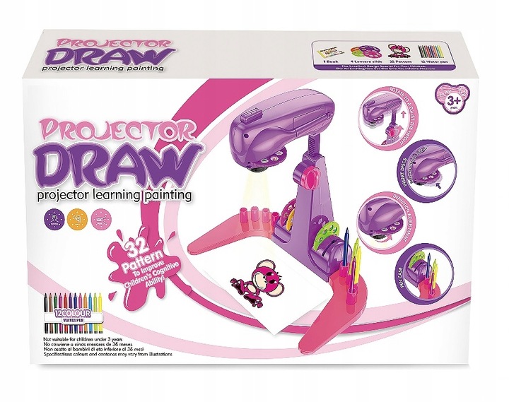 PROJEKTOR RZUTNIK DO NAUKI RYSOWANIA ZE SLAJDAMI DLA DZIECI + MAZAKI