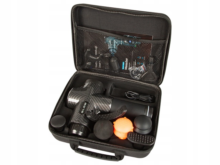 PISTOLET DO MASAŻU PLECÓW CIAŁA STÓP MASAŻER MASSAGE GUN 10 KOŃCÓWEK ZESTAW